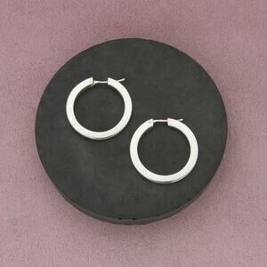 sterling silver vintage italian edged hoop earrings